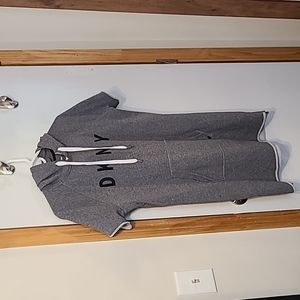 DKNY hooded shirtdress with embroidered logo, size: M, color: heather gray